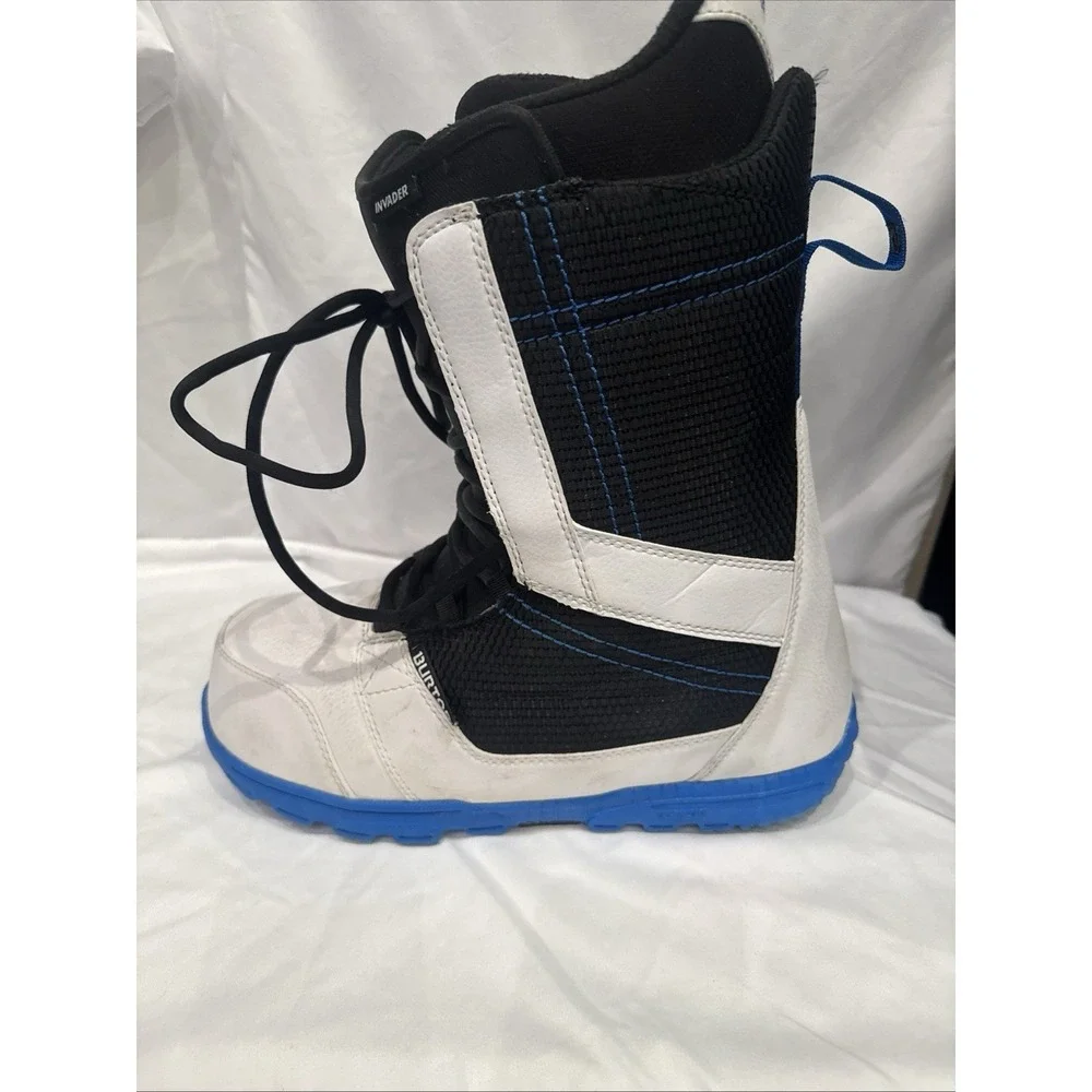 Burton Invader Snowboard Boots Men's Size 12 White Blue Lace Up Soft Flex